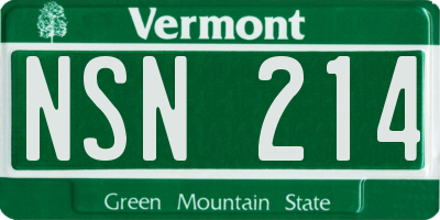 VT license plate NSN214