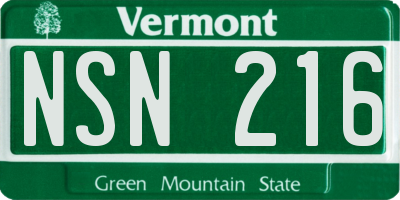 VT license plate NSN216