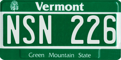 VT license plate NSN226