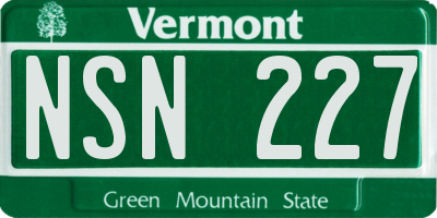 VT license plate NSN227
