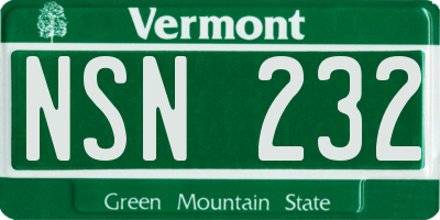 VT license plate NSN232