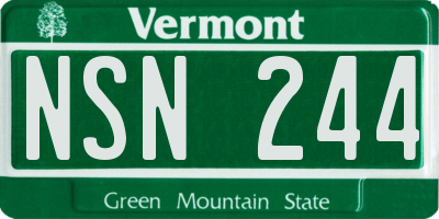 VT license plate NSN244