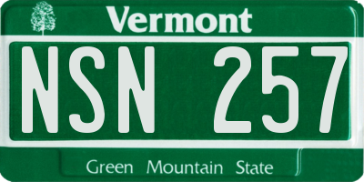 VT license plate NSN257
