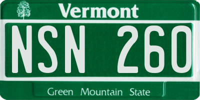 VT license plate NSN260