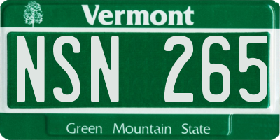 VT license plate NSN265