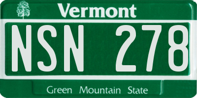 VT license plate NSN278