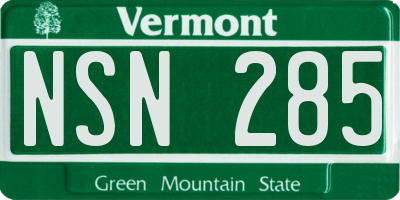 VT license plate NSN285