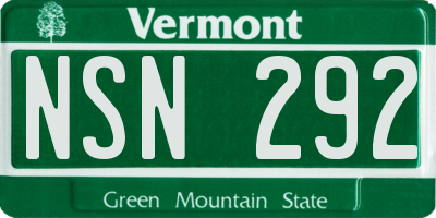 VT license plate NSN292