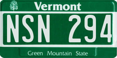 VT license plate NSN294