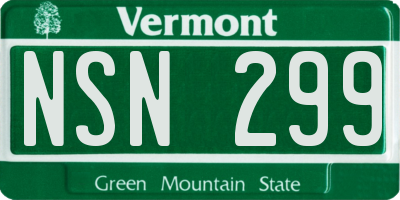 VT license plate NSN299