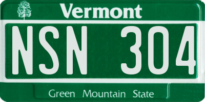 VT license plate NSN304
