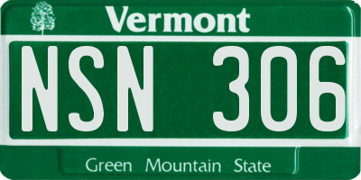 VT license plate NSN306