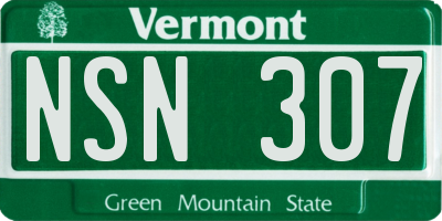 VT license plate NSN307