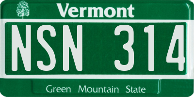 VT license plate NSN314
