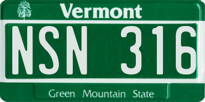 VT license plate NSN316