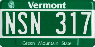 VT license plate NSN317