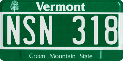 VT license plate NSN318