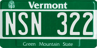 VT license plate NSN322