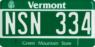 VT license plate NSN334