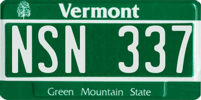VT license plate NSN337