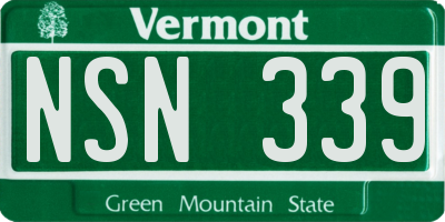 VT license plate NSN339