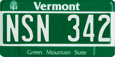 VT license plate NSN342