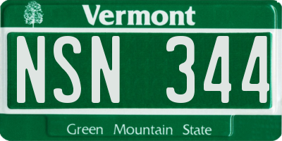 VT license plate NSN344