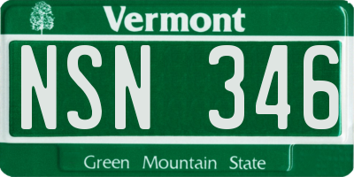 VT license plate NSN346
