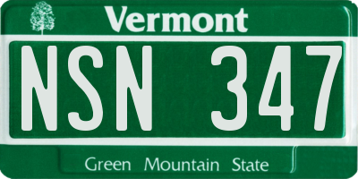 VT license plate NSN347