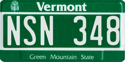 VT license plate NSN348