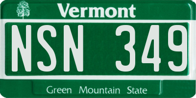 VT license plate NSN349