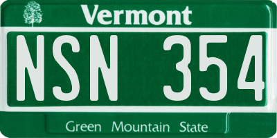 VT license plate NSN354