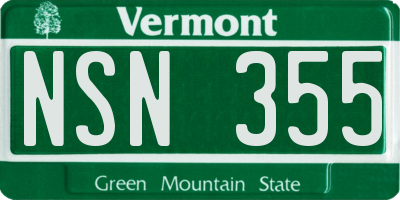 VT license plate NSN355