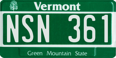 VT license plate NSN361