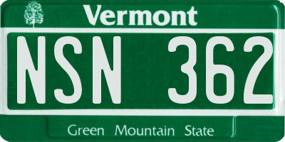 VT license plate NSN362