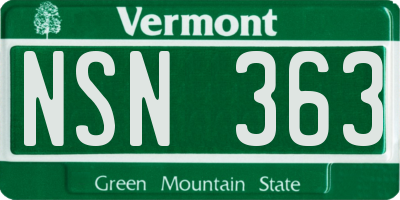 VT license plate NSN363