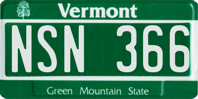 VT license plate NSN366