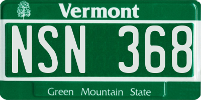 VT license plate NSN368