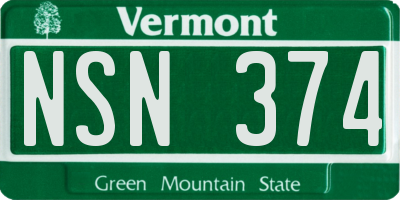 VT license plate NSN374