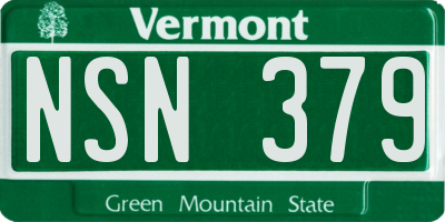 VT license plate NSN379