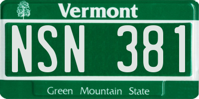 VT license plate NSN381