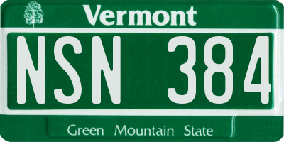 VT license plate NSN384