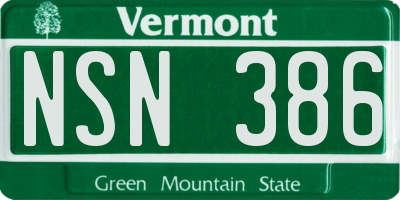 VT license plate NSN386