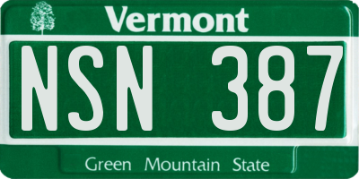 VT license plate NSN387