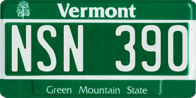 VT license plate NSN390