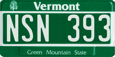 VT license plate NSN393