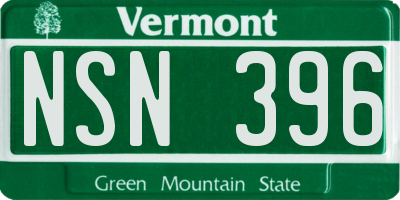 VT license plate NSN396
