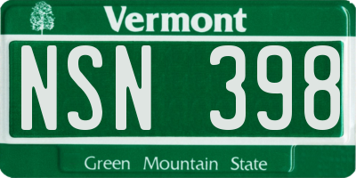 VT license plate NSN398