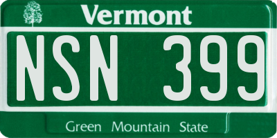 VT license plate NSN399