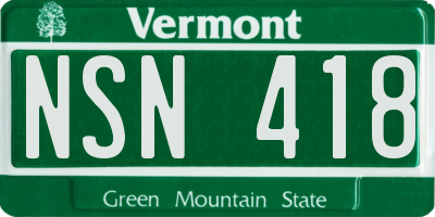 VT license plate NSN418